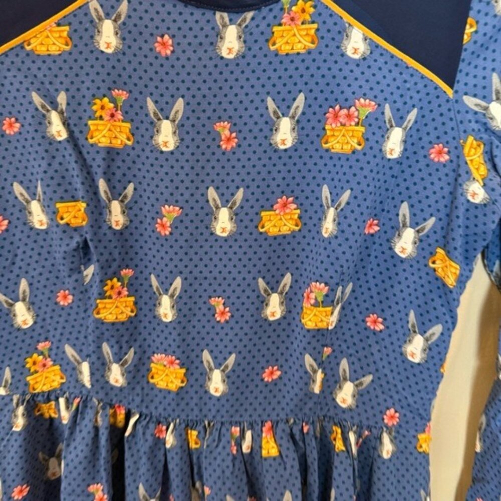 Antix Womens Dress Blue Rabbit Pattern Size XS (P) Knee Length Easter Spring - Picture 12 of 13